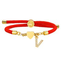 Wholesale Jewelry IG Style Letter Rope Copper Zircon Drawstring Bracelets sku image 20
