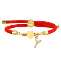 Wholesale Jewelry IG Style Letter Rope Copper Zircon Drawstring Bracelets sku image 23