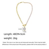 Modern Style Faith Oval Freshwater Pearl Shell Copper 18k Gold Plated Pendant Necklace In Bulk main image 7