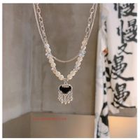 Chinoiserie Elegant Romantic Tassel Lock Artificial Pearl Alloy Women's Pendant Necklace main image 2