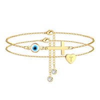 Vacation Tropical Cross Letter Heart Shape Copper Plating 14K Gold Plated Women's Anklet sku image 20