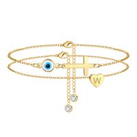 Vacation Tropical Cross Letter Heart Shape Copper Plating 14K Gold Plated Women's Anklet sku image 22