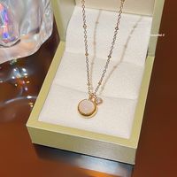 Simple Style Round Titanium Steel 18k Gold Plated Pendant Necklace main image 3