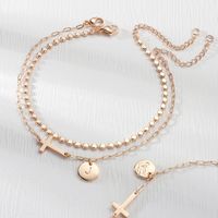 Vacation Cross Letter Copper Layered Plating 14k Gold Plated Women's Anklet main image 3