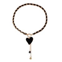 Ig Style Heart Shape Alloy Woven Belt Women's Pendant Necklace sku image 1