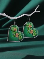 1 Pair Casual Shamrock Human Letter Printing Wood Drop Earrings main image 6