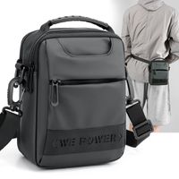Men's Solid Color Pu Leather Zipper Crossbody Bag Laptop Backpack main image video