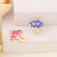 1 Piece Simple Style Mushroom Copper Enamel Plating Inlay Pendant Jewelry Accessories main image 6