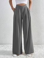 Women's Street Casual Solid Color Full Length Wide Leg Pants sku image 16