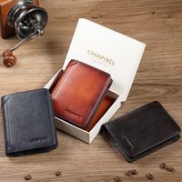 Men's Solid Color Leather Zipper Small Wallets main image video