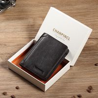 Men's Solid Color Leather Zipper Small Wallets main image 4