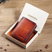 Men's Solid Color Leather Zipper Small Wallets main image 3