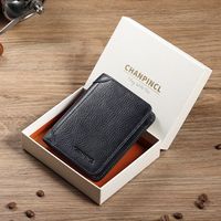 Men's Solid Color Leather Zipper Small Wallets main image 2