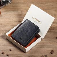 Men's Solid Color Leather Zipper Small Wallets sku image 2
