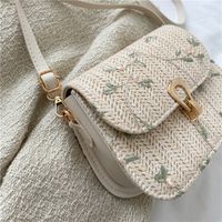 Women's Medium Straw Flower Preppy Style Square Flip Cover Shoulder Bag main image 4