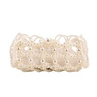 Women's Small Plastic Solid Color Elegant Pearls Hollow Square Open Shoulder Bag sku image 1
