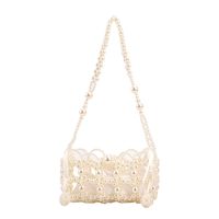 Women's Small Plastic Solid Color Elegant Pearls Hollow Square Open Shoulder Bag sku image 2