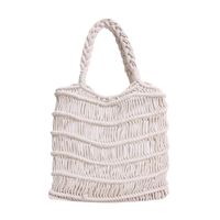 Women's Medium Cotton Solid Color Vintage Style Square Open Straw Bag sku image 3