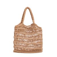 Women's Medium Cotton Solid Color Vintage Style Square Open Straw Bag sku image 4