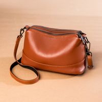 Women's Small Leather Solid Color Vintage Style Classic Style Square Zipper Shoulder Bag main image video
