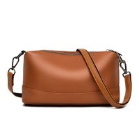 Women's Small Leather Solid Color Vintage Style Classic Style Square Zipper Shoulder Bag sku image 2