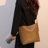 Women's Medium Pu Leather Solid Color Classic Style Bucket Open Bucket Bag main image 3