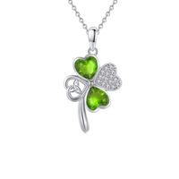 Ig Style Shamrock Alloy Plating Hollow Out Acrylic Rhinestones Silver Plated Unisex Pendant Necklace sku image 2