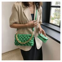 Women's Small Pu Leather Solid Color Elegant Square Zipper Ruched Bag main image 1