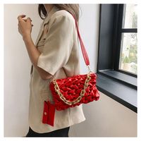 Women's Small Pu Leather Solid Color Elegant Square Zipper Ruched Bag main image 5