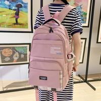 Solid Color Casual School Daily School Backpack main image 3