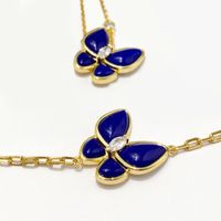 Simple Style Commute Butterfly Copper Inlay Zircon Lapis Lazuli Necklace main image 4