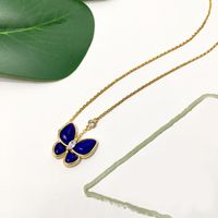 Simple Style Commute Butterfly Copper Inlay Zircon Lapis Lazuli Necklace sku image 1