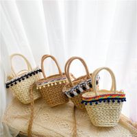 Women's Small Straw Solid Color Cute Bucket Open Shoulder Bag main image 1