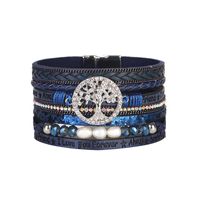 Retro Ethnic Style Life Tree Artificial Crystal Pu Leather Imitation Pearl Braid Women's Bracelets sku image 3