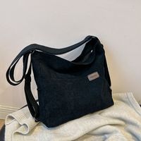 Women's Corduroy Solid Color Classic Style Square Zipper Shoulder Bag main image 2