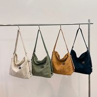 Women's Corduroy Solid Color Classic Style Square Zipper Shoulder Bag main image 1