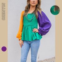 Women's Blouse Long Sleeve Blouses Elegant Streetwear Color Block main image 1