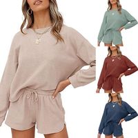 Daily Women's Casual Streetwear Solid Color Spandex Polyester Rib Fabrics Shorts Sets Shorts Sets main image 1