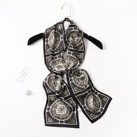 Women's Elegant Simple Style Stripe Flower Silk Printing Silk Scarf main image 6