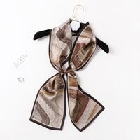 Women's Elegant Simple Style Stripe Flower Silk Printing Silk Scarf sku image 2