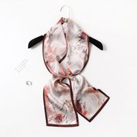 Women's Elegant Simple Style Stripe Flower Silk Printing Silk Scarf sku image 4
