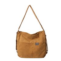 Women's Corduroy Solid Color Classic Style Square Zipper Shoulder Bag sku image 1