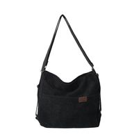 Women's Corduroy Solid Color Classic Style Square Zipper Shoulder Bag sku image 4