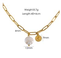 304 Stainless Steel 14K Gold Plated Retro Plating Inlay Sun Natural Stone Shell Pendant Necklace main image 2