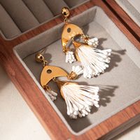 1 Pair Simple Style Tassel Fish Bone Plating 304 Stainless Steel Gold Plated Drop Earrings main image 3