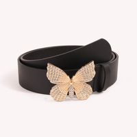 Sweet Butterfly Pu Leather Alloy Plating Inlay Rhinestones Women's Leather Belts main image 1