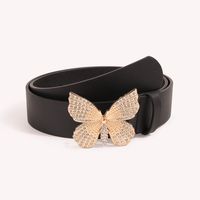 Sweet Butterfly Pu Leather Alloy Plating Inlay Rhinestones Women's Leather Belts sku image 2