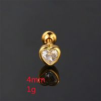 1 Piece Simple Style Heart Shape Plating Inlay Stainless Steel Copper Zircon White Gold Plated Ear Studs main image 2