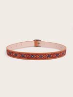 Retro Ethnic Style Geometric Pu Leather Alloy Embroidery Women's Leather Belts main image 5