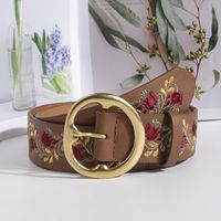 Ethnic Style Flower Pu Leather Alloy Embroidery Plating Women's Leather Belts main image 1